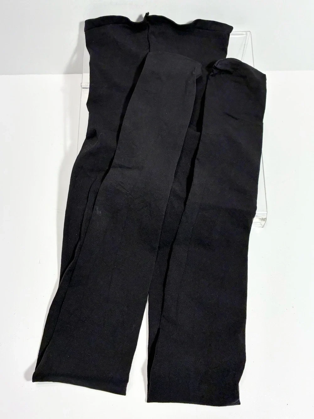 6 Pair Black Opaque Tights Lot: 1 Diamond Pattern, 5 Vintage Smooth, Size M/L